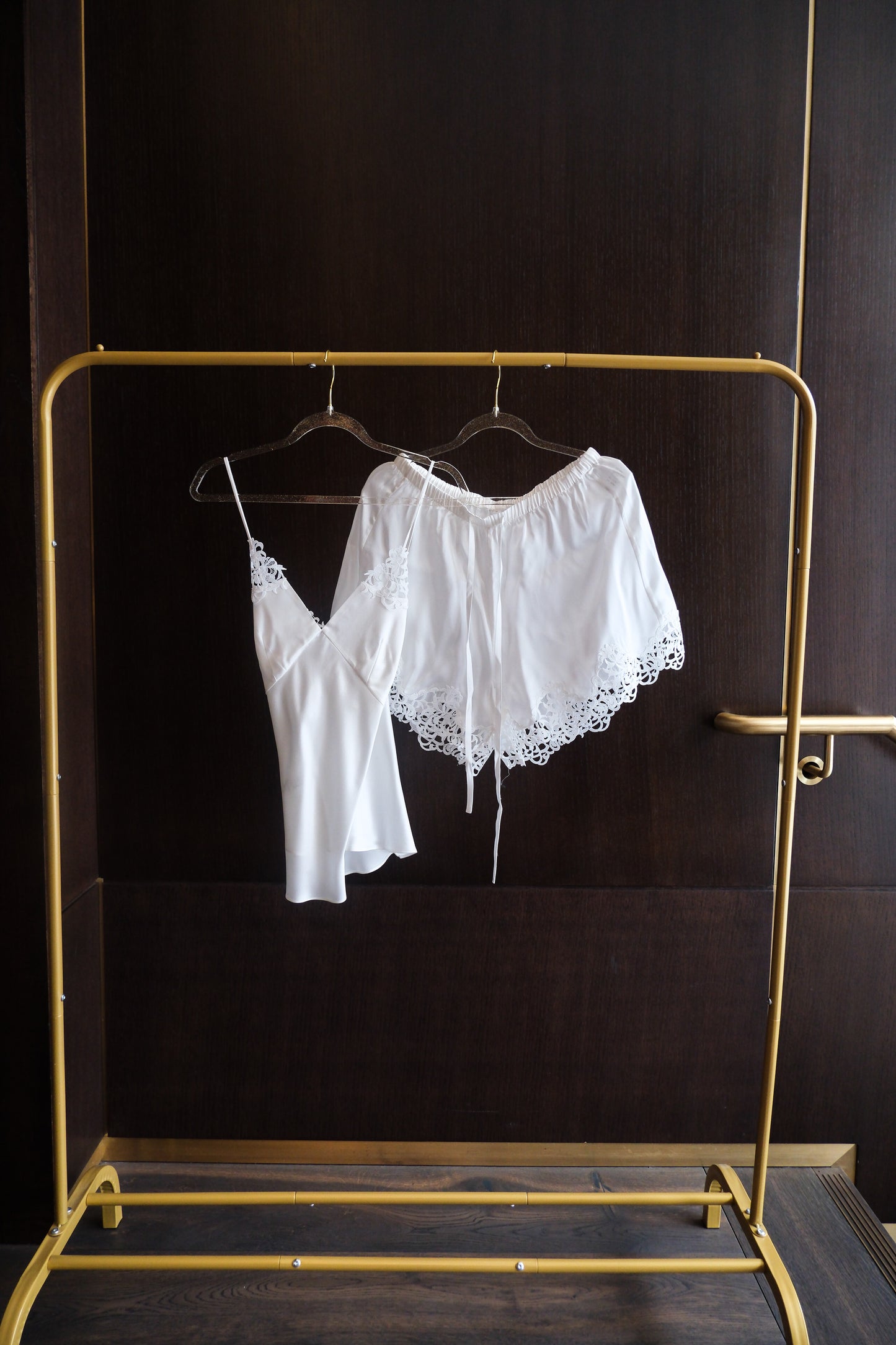 NEW - White Short Silk Set