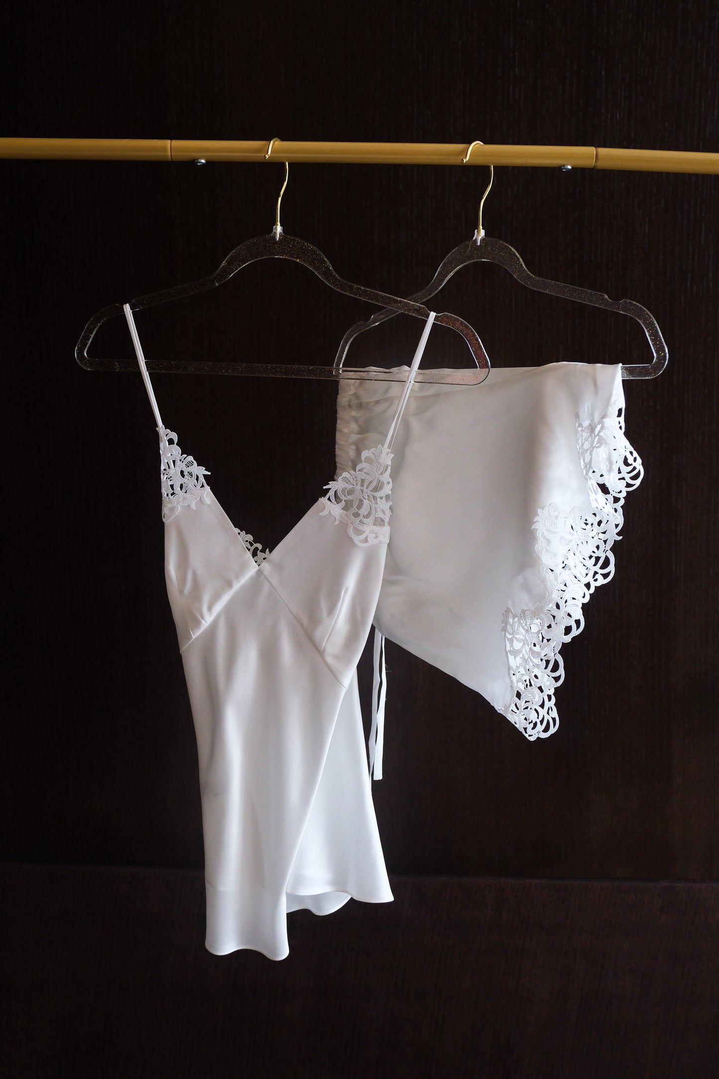 NEW - White Short Silk Set